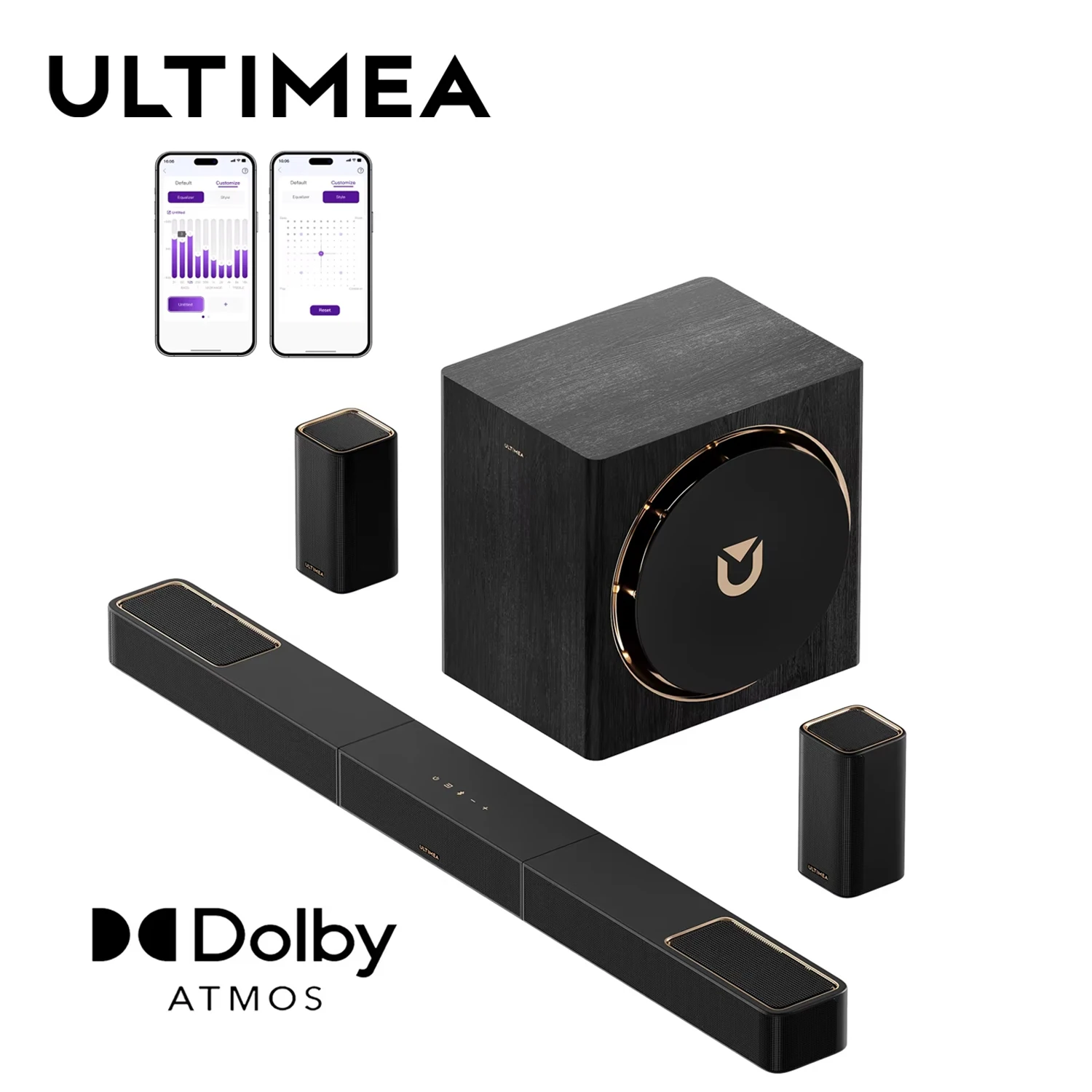 

ULTIMEA 840W Immersive 7.1.4 Atmos System Sound Bar, Wireless Sub for Deep Bass, GaN Amp, 4K Passthrough