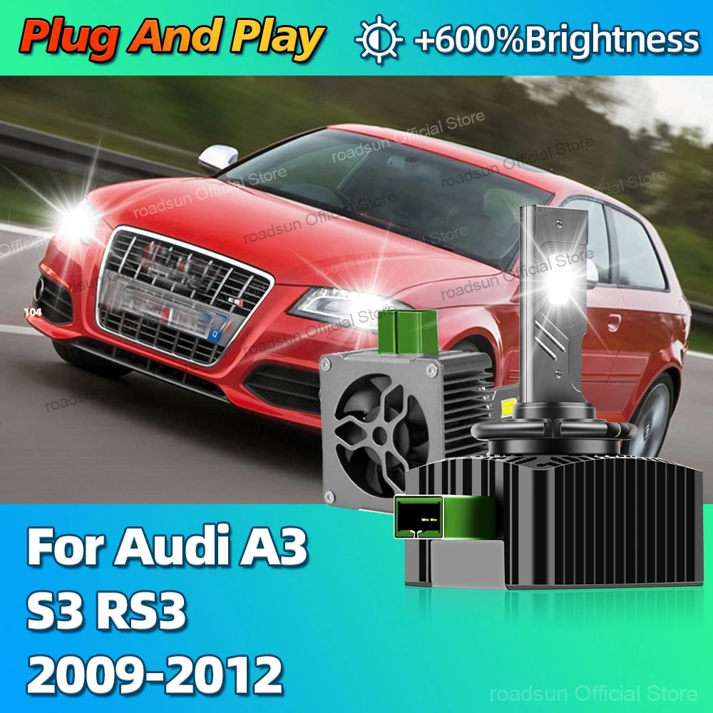 

6000K Headlights Replacement HID D3S Turbo LED Canbus Car Light Bulbs 30000LM For Audi A3 S3 RS3 2009 2010 2011 2012 Headlamp