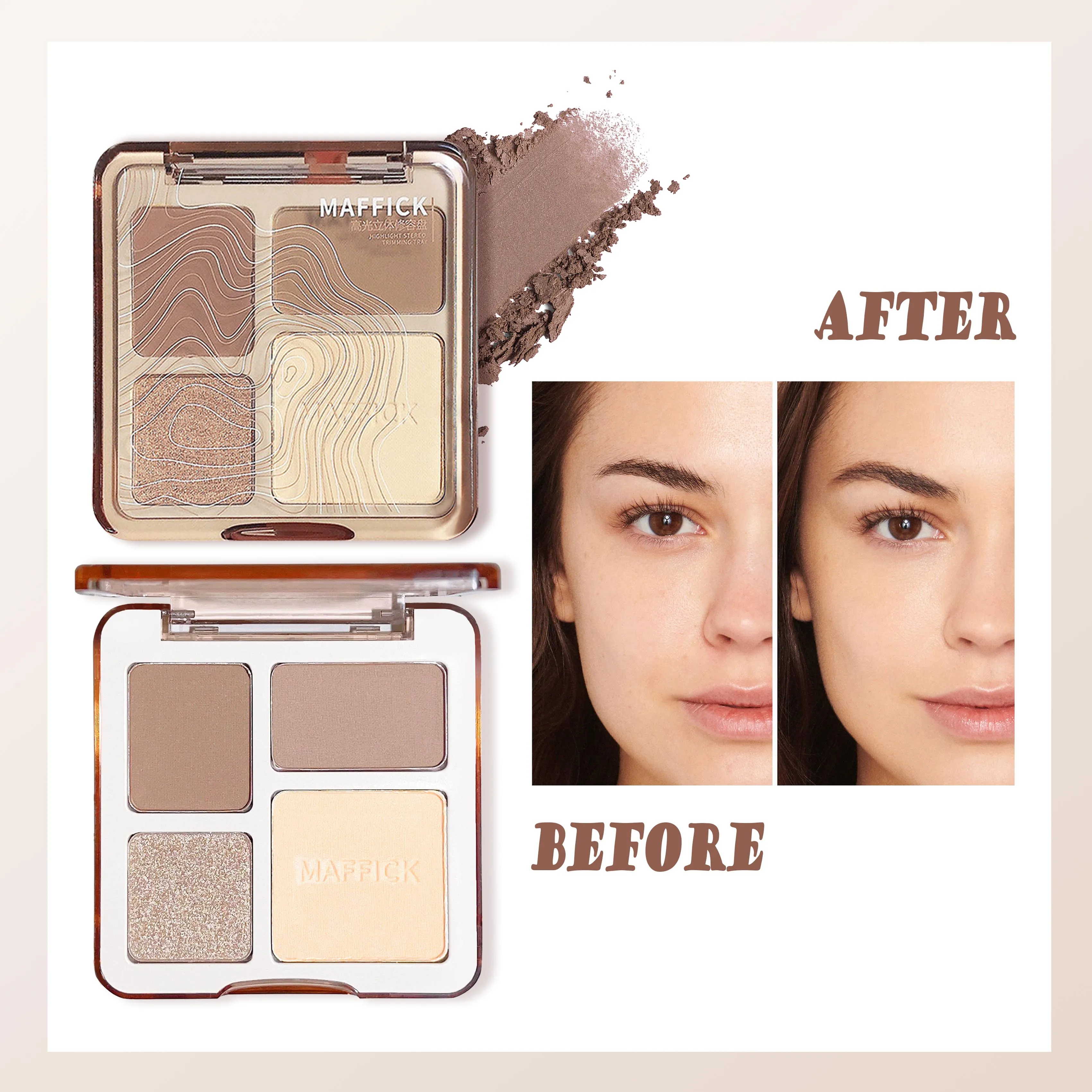 Four-color highlight three-dimensional contouring palette face brightening highlight shadow comprehensive palette