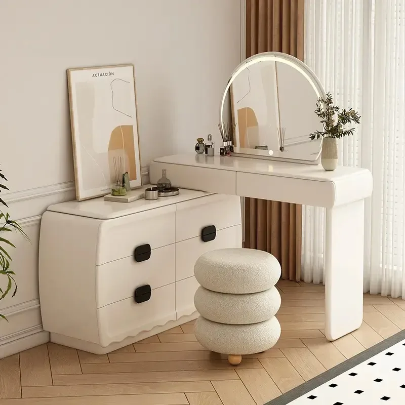 White Cabinet Vanity Table Drawers Makeup Bedroom Mobile Luxury Tall Dressing Table Cosmetics Penteadeira Lounge Suite Furniture