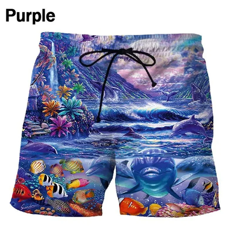 3D Printed Cute Dolphin Short Pants Men Sea Animals Graphic Beach Shorts Casual Hawaiian Quick-Dry Swim Trunks Surf Board Shorts