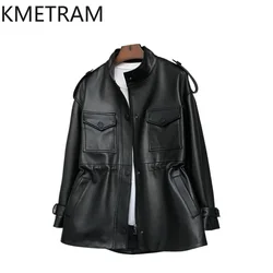 100% Sheepskin Genuine Leather Jacket Women New in Outerwears 2024 Autumn Winter Clothes Womens Jackets Retract Waist дубленка