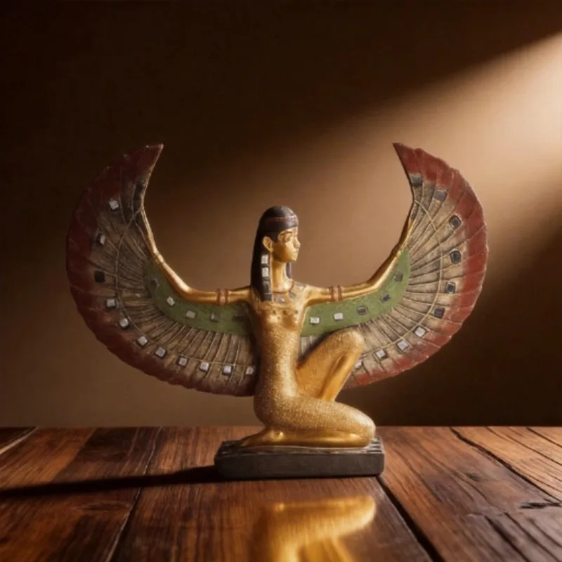 Resin Statue, Facial Sculpture, Hand Drawn Pyramid Guardian Goddess Isis,Inspiration,Craftsmanship,Home Decoration,Office Statue