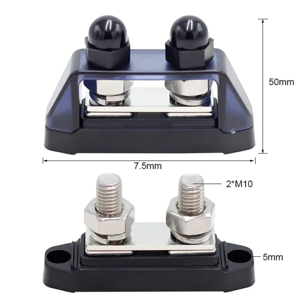 Brass Busbar Terminal Block 200A Current Handling Capacity 12V 48VDC Compatible with Automotive RV and Yacht Battery Setups