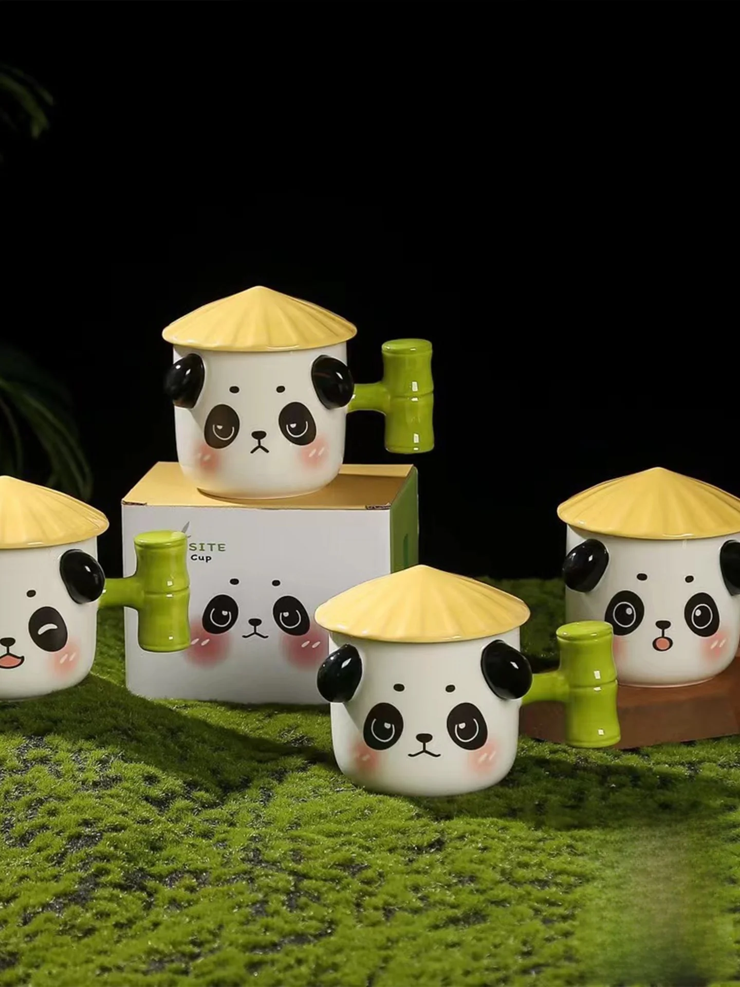 

Милые кружки с пандами и крышками для офиса, женские, в китайском стиле, для кофе и чая