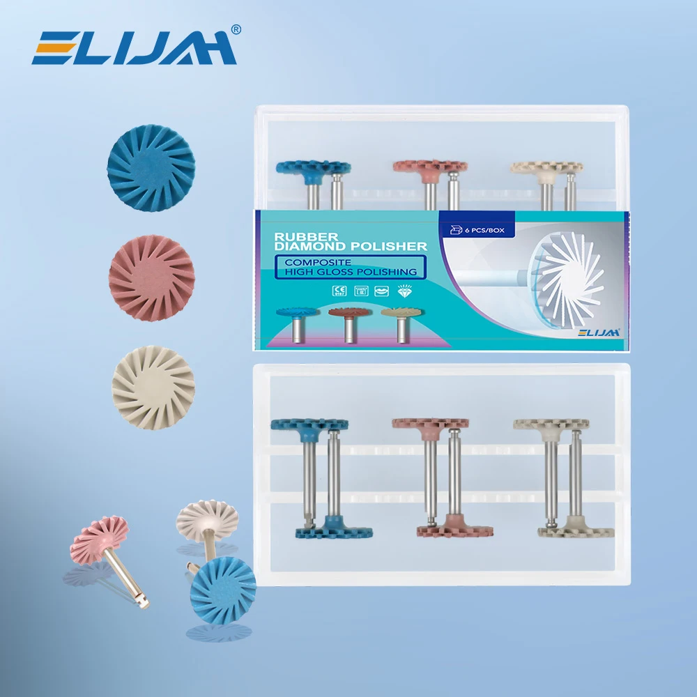 

ELIJAH 6Pcs Dental Rubber Polisher Composite Resin Polishing Disc 3 Colors Polish Wheels Spiral Flex Brush Burs