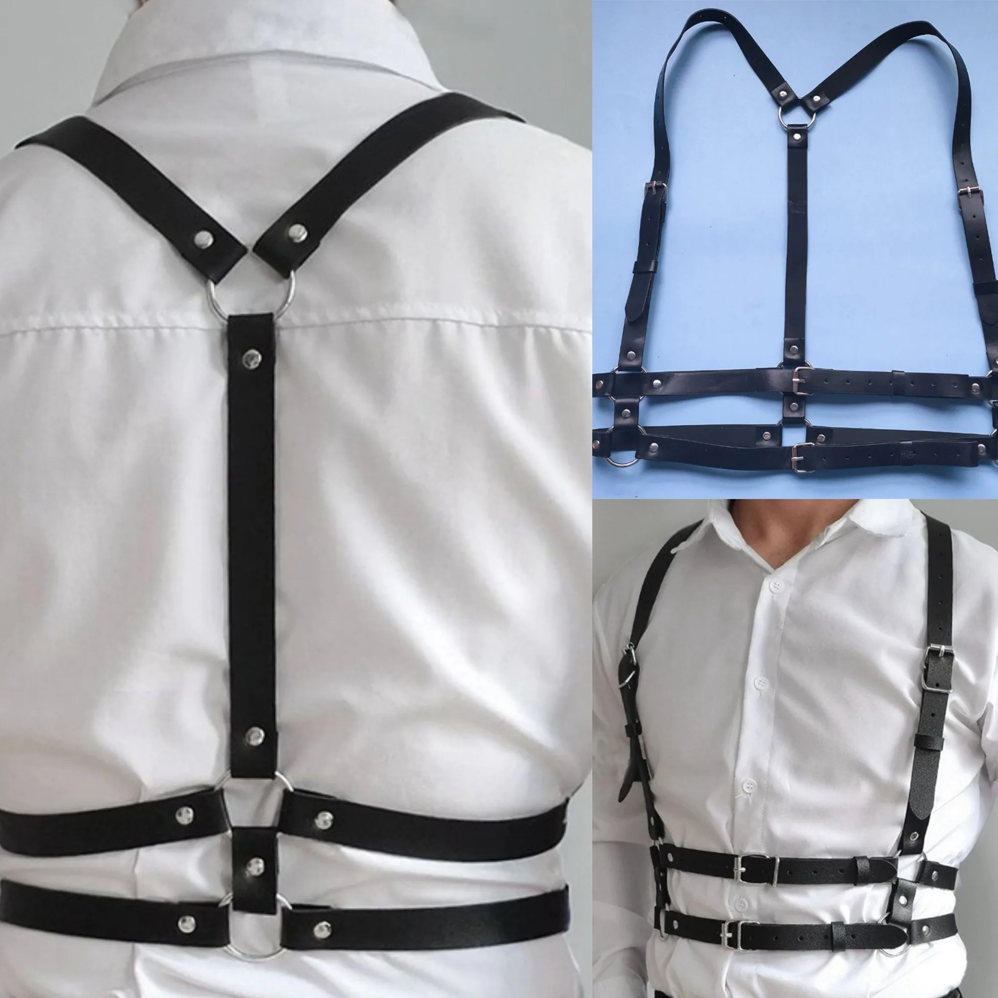 Sexy Women Men Adjustable Leather Body Chest Harness Belt 