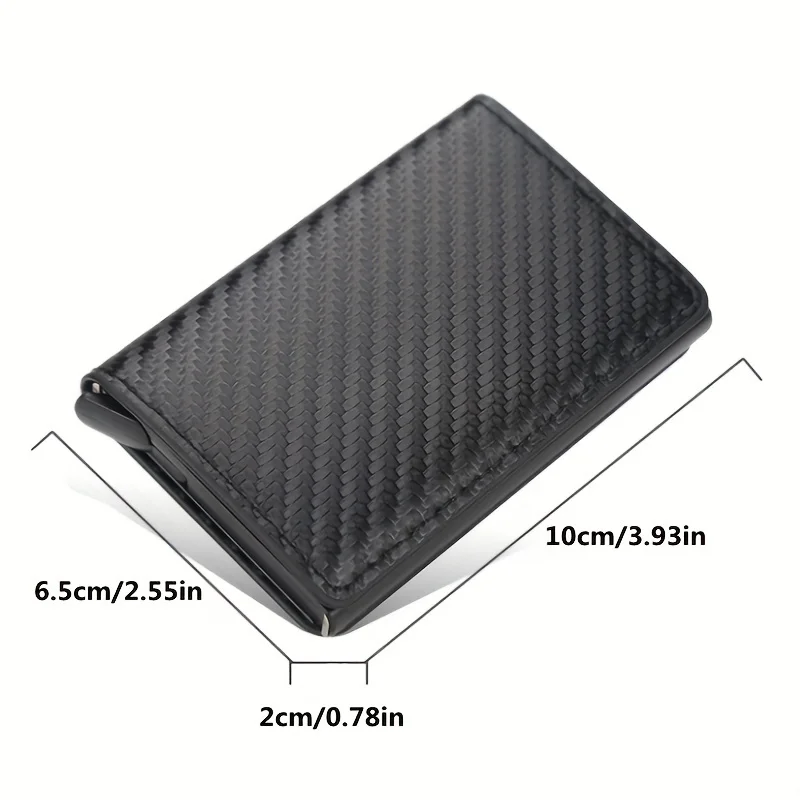 Carbon Fiber Credit Card Holder Wallet Men Rfid Smart Metal Thin Slim Pop Up Minimalist Wallet Small Black Purse Metal Wallet