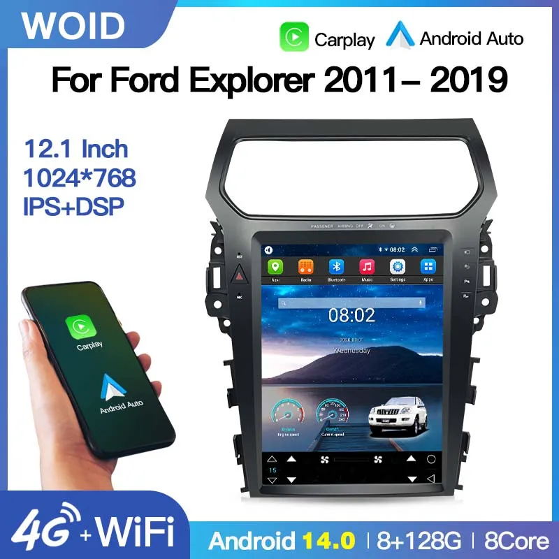Radio samochodowe z Androidem 14 do Forda Explorera 2011-2019, ekran pionowy, odtwarzacz multimedialny, Carplay, Auto, DSP, GPS, Nawigacja, 4G