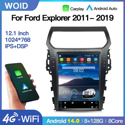 Para Ford Explorer 2011- 2019 Android14 Radio de coche estéreo estilo pantalla Vertical reproductor Multimedia Carplay Auto DSP GPS Navi 4G