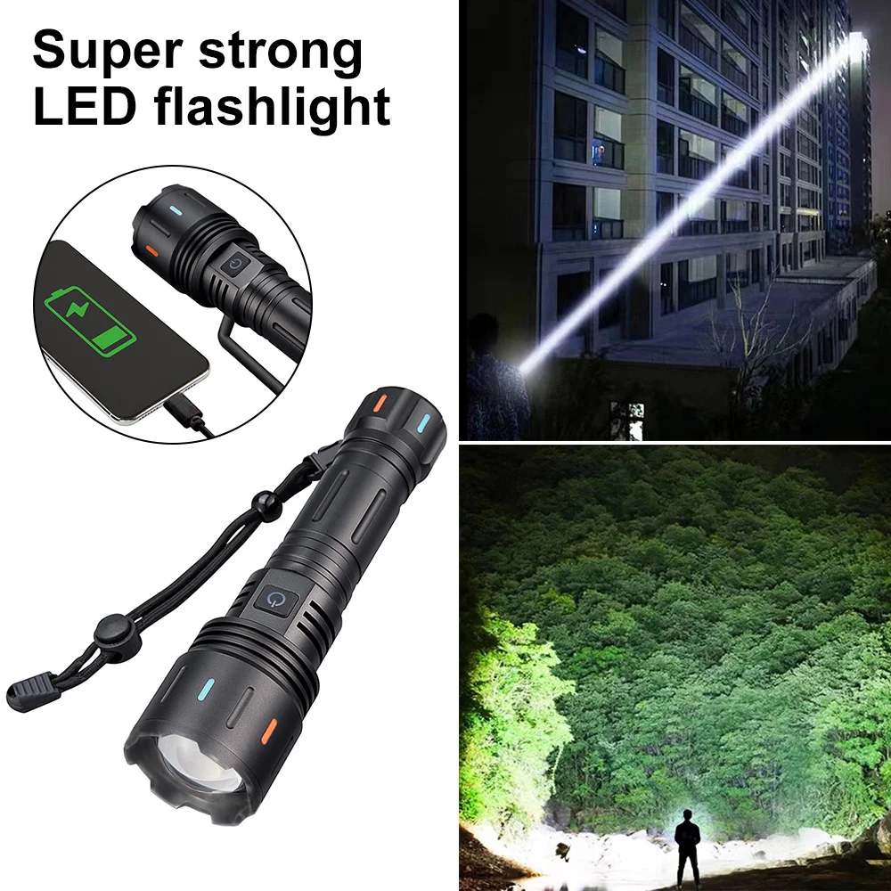 Newest White Laser Super Powerful Flashlight 6000LM Rechargeable Torch Light XHP90.2 High Power LED Flashlight Tactical Lantern