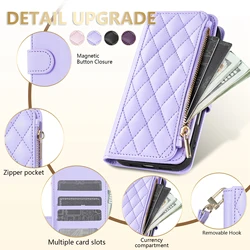 Wallet Small Fragrance Zipper Cardslot Magnetic Flip Leather Case For Samsung Galaxy A07 A15 A16 A17 A34 A35 A36 A53 A54 A55 A56