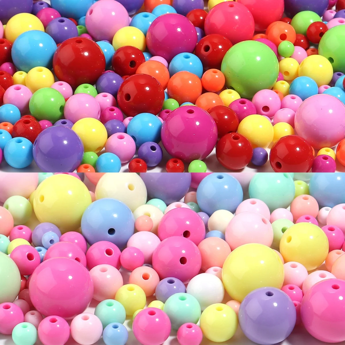 10-100pcs Multicolored Round Acrylic Beads 6/8/10/12/14/16/18/20mm Loose Spacer Bead For Jewelry Making DIY Necklace Bracelet