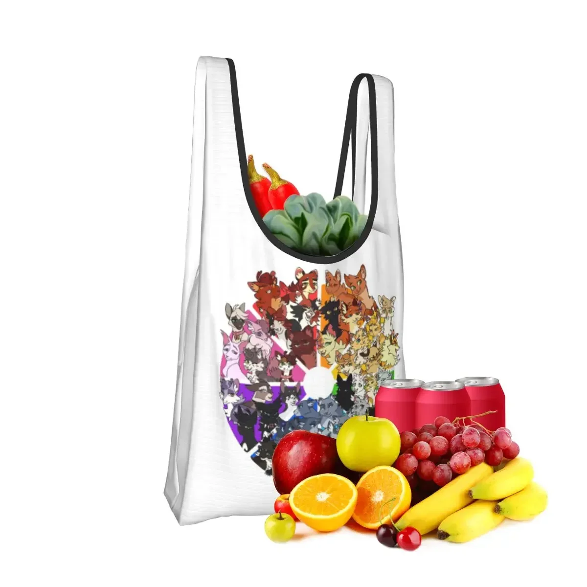 Warrior Cats Color Wheel Shopping Bag Portable Tote Bags Foldable Shoulder Shopper Bag Grocery Handbag