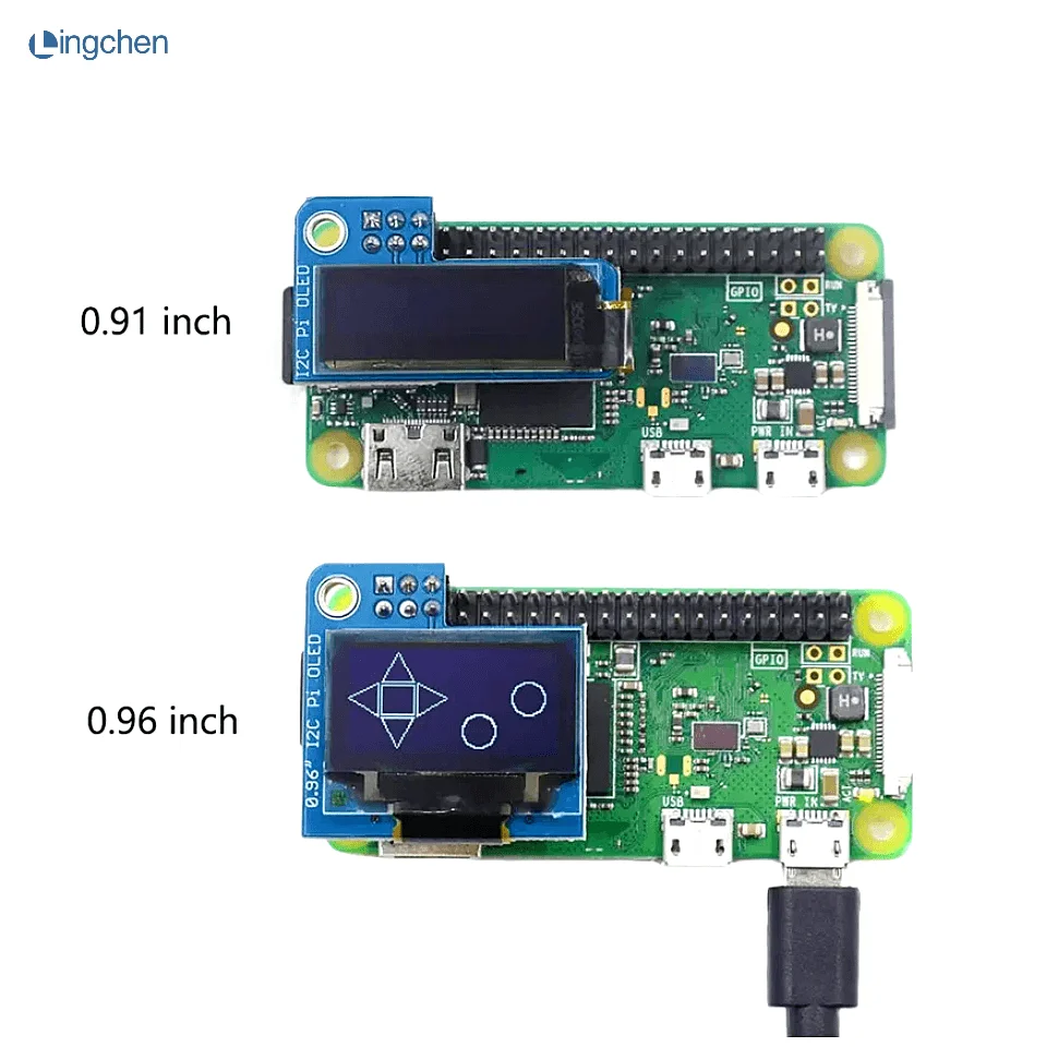 

1Pcs Pi OLED 0.91/0.96 inch IIC I2C 128x32 OLED Monochrome Screen Add-on for Raspberry Pi Zero SSD1306 Blue DC 3.3V FZ3579