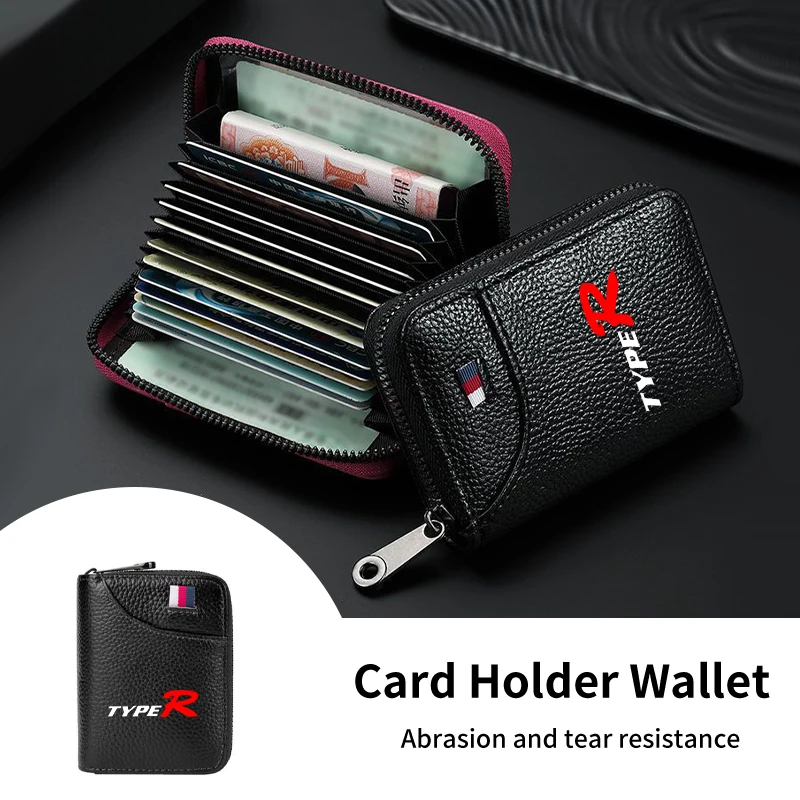 Cards Holder Wallet Leather Cash Coin Purse Organizer ID Card Bag For Honda Type R Civic Accord CRV HRV Stream City Vezel Jazz