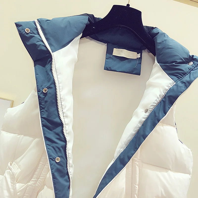 2022 New Women's Vest Jacket Autumn Winter Jacket solid color Stand Collar Coat Sleeveless Loose Female Waistcoat