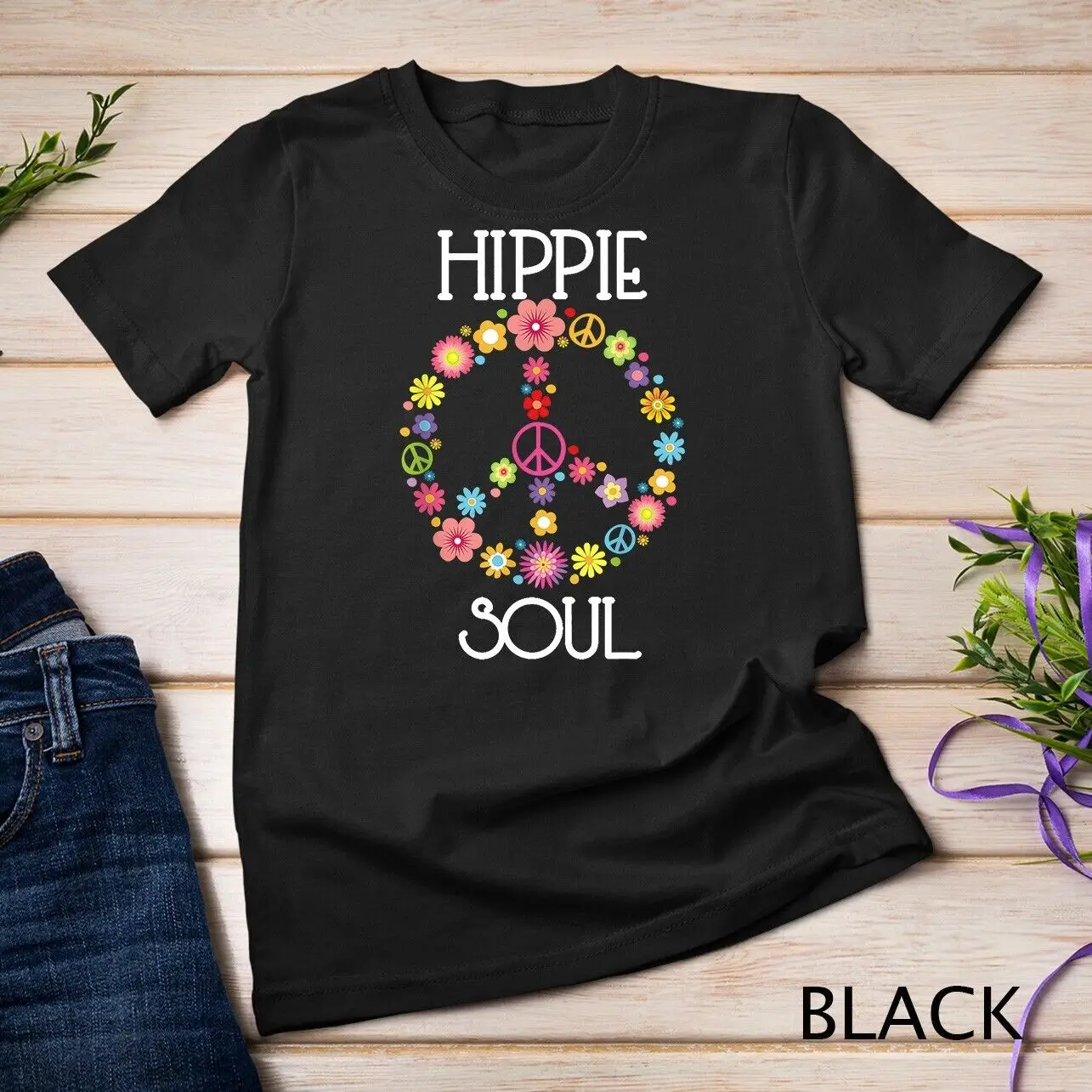 

Футболка Hippie Soul Flower Power Peace Sign Gypsy 60-х 70-х годов