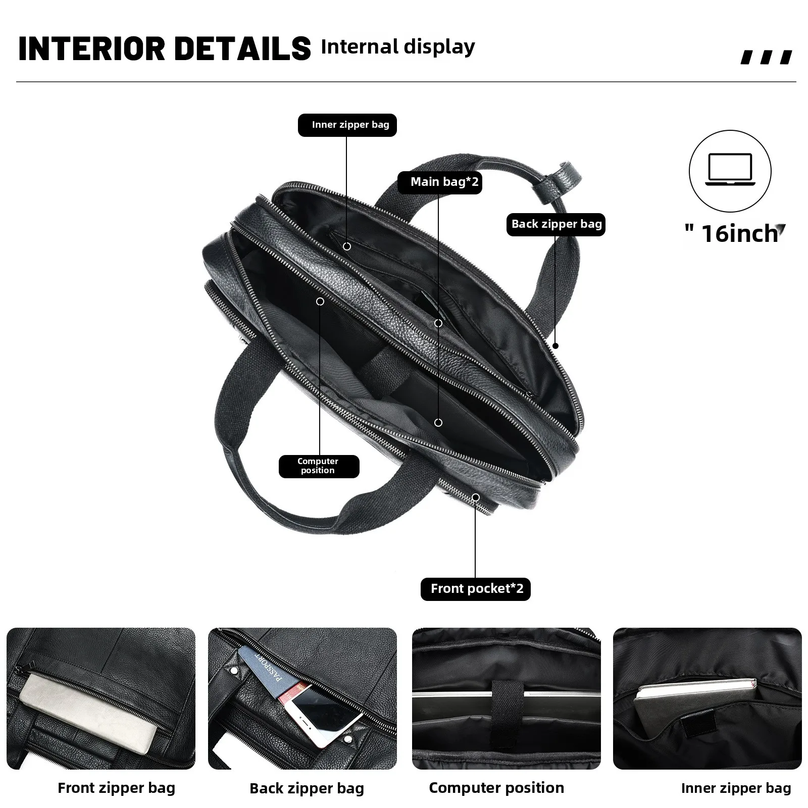New Real Leather Men's Business Bag Large Capacity Shoulder Briefcase Professional Laptop Crossbody Bag For Office Essentials