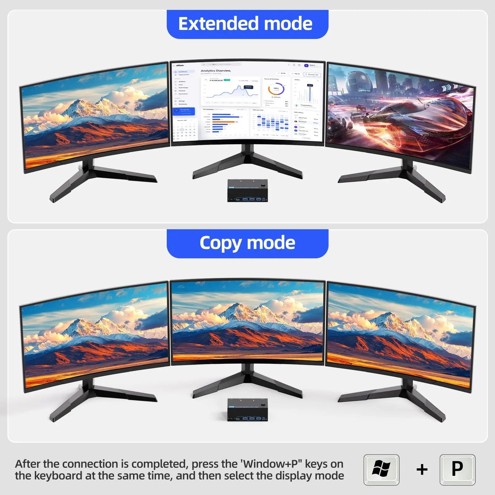 USB 3.0 KVM Switch 3/2 شاشات 2 أجهزة كمبيوتر 8K@60 هرتز/4K@120 هرتز، HDMI KVM Switch لـ 2 قطعة مشاركة لوحة المفاتيح المزدوجة/الثلاثية