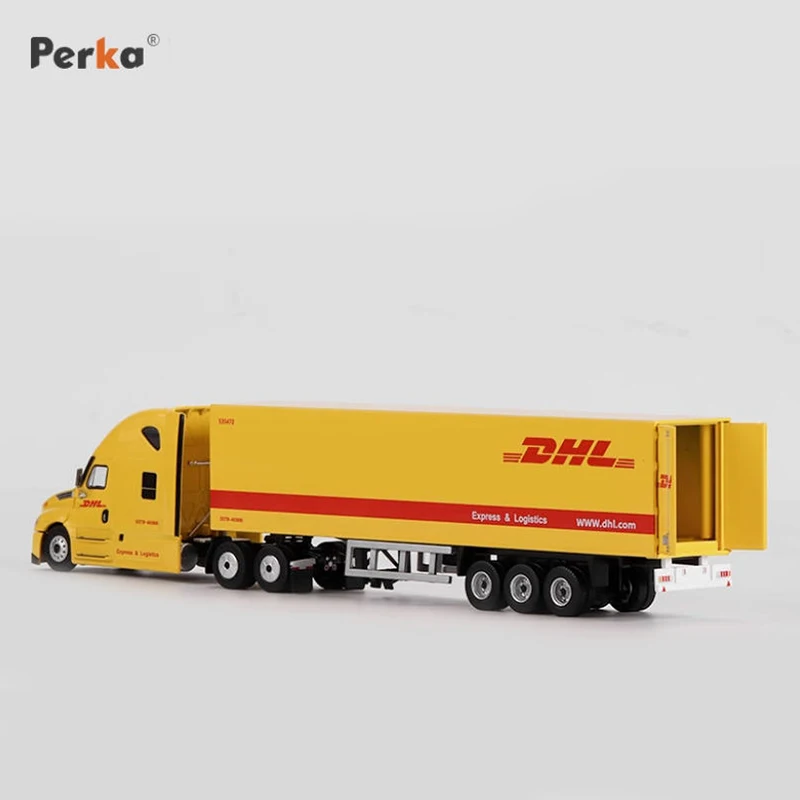 Perka 1:64 شاحنة حاوية الشحن نموذج النمط الأمريكي شاحنة شحن اللوجستية DHL FedEx سبيكة نموذج سيارة هدية لعبة #3