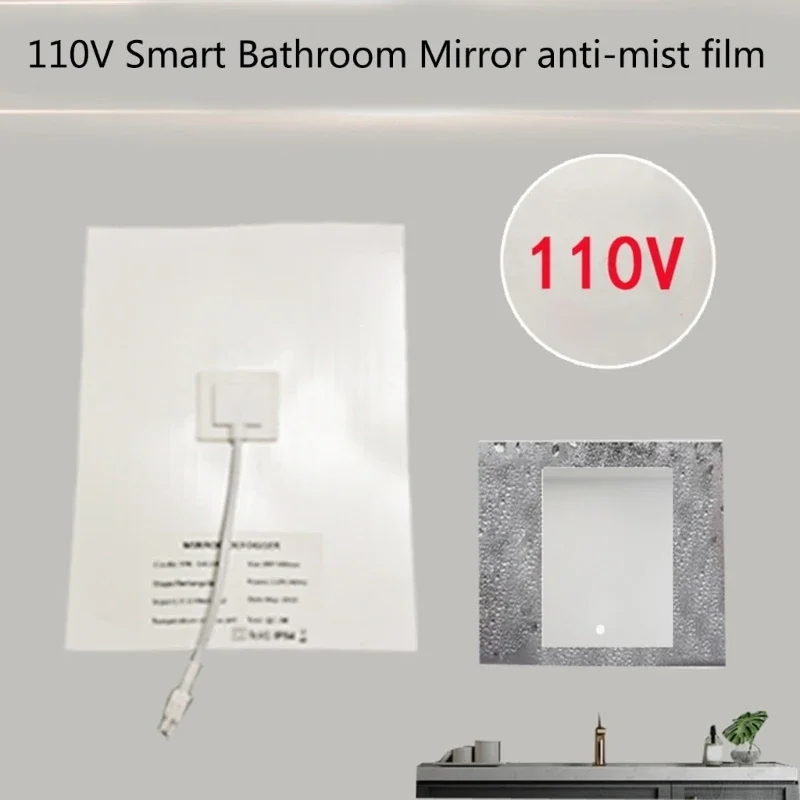 Bathroom Shower Mirror Protective Film Anti Fog Window Electronic Heating Film 110V Round Square Anti-fog Film for Home