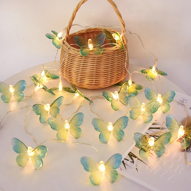 1.5M 10LED Butterfly Lights String Battery Outdoor Fairy Night Lamp Room Garland Curtain Girls Brithday Wedding Party Decoration