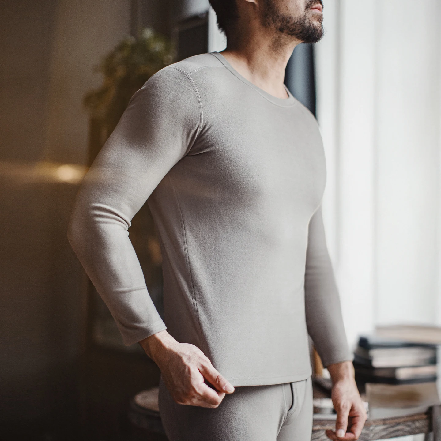 

Maden Men's Double-Sided Fleece Thermal Underwear Set 5A Antibacterial Static-Resistant Base Layer Seamless Comfort Inner Wear