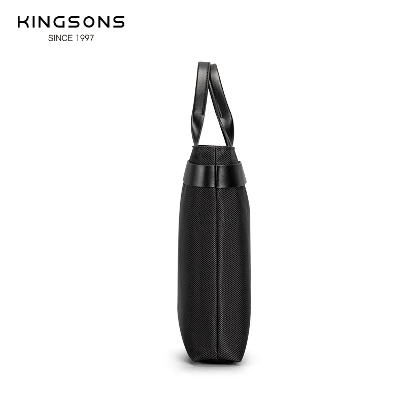 Kingsons Men Women Fashion Business Briefcase 15.6 inch Laptop Bag Waterproof Top-Handle Bag Classic Black Handbag