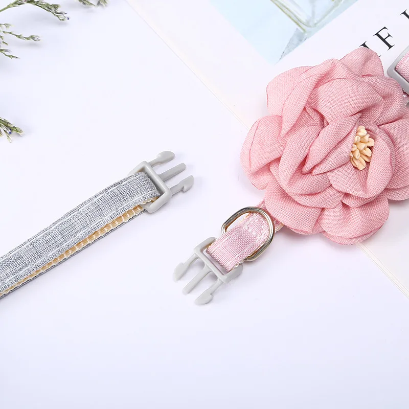 Pet Collar Cute Bow Durable Cat Collars Adjustable Kitten Necklace Tie Cat Puppy Collar Flower Safety Button Pet Gift Supplies