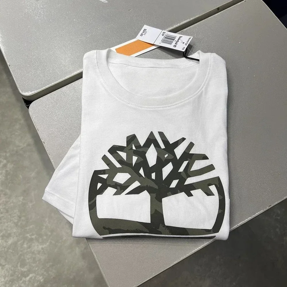 تي شيرت بأكمام قصيرة من القطن مطبوع على الموضة لعام 2025 ذو علامة تجارية راقية فضفاضة ومتعددة الاستخدامات