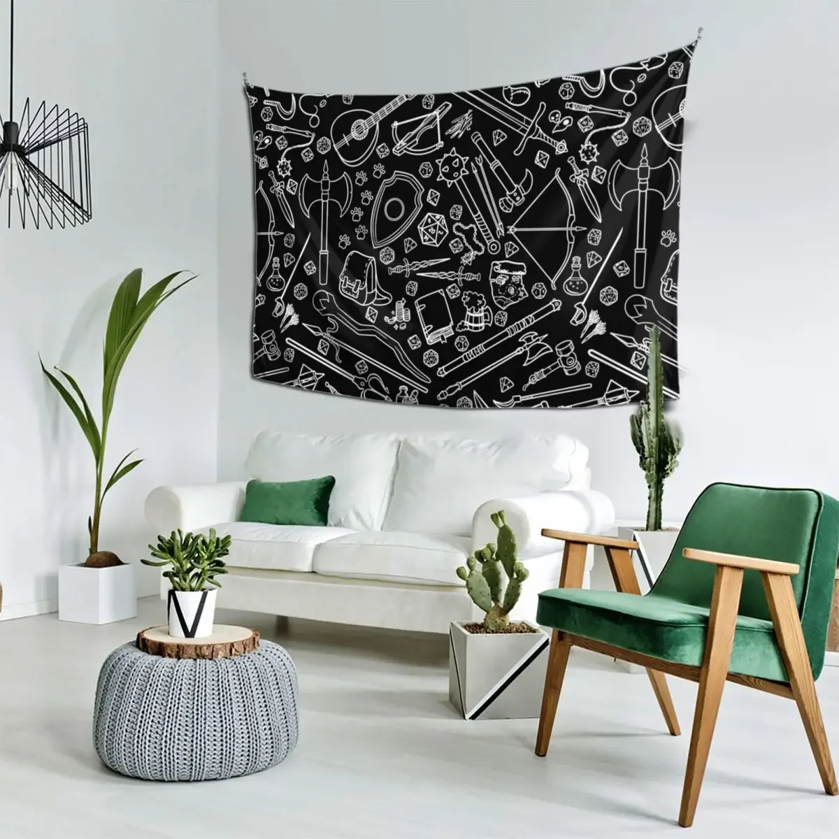 Adventure Pattern - White Tapestry Wall Decoration Items Aesthetic Room Decor Wall Art Decoration Home Tapestry