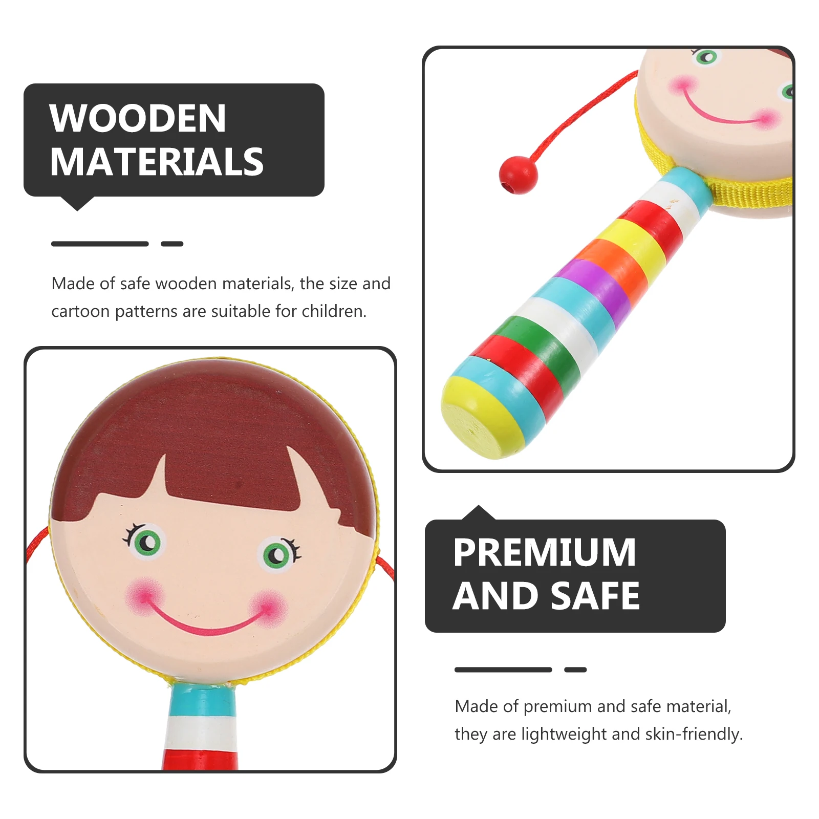 2 uds sonajero de madera tambor juguetes musicales para bebé coctelera cuna para recién nacido colgante sonajeros musicales de mano para niños