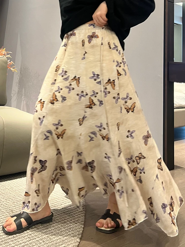 

Art Long Half-length Skirt for plus Size Women Conceals Flattering Design Comfortable Knitted High Waist A-line Skirt