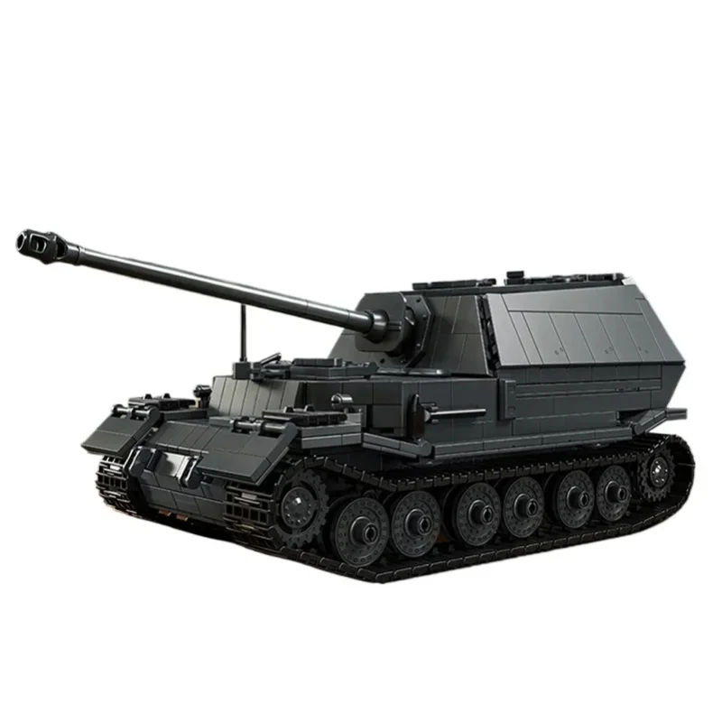 1702-teiliges Schwerer Panzerzerstörer Baustein-Set im Maßstab 1:28, Militärisches Panzerfahrzeug, Konstruktions-Baustein-Modellbausatz mit detailliertem Kettenlaufsystem und Langrohrkanone,