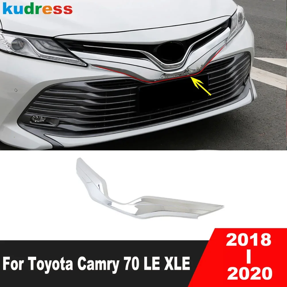 

For Toyota Camry 70 LE XLE 2018 2019 2020 Chrome Car Front Center Grille Grill Cover Trim Head Grills Molding Strip Accessories