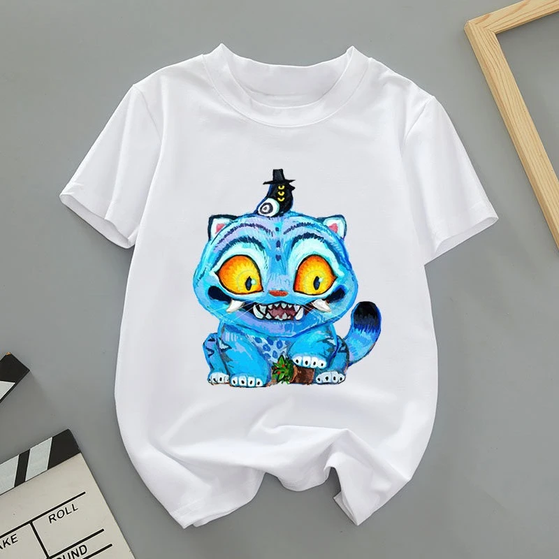 

K-POP Saja Boys Print Short-Sleeved Spring Family Clothing for Boys and Girls Cute Cotton T-shirt for Boys and Girls