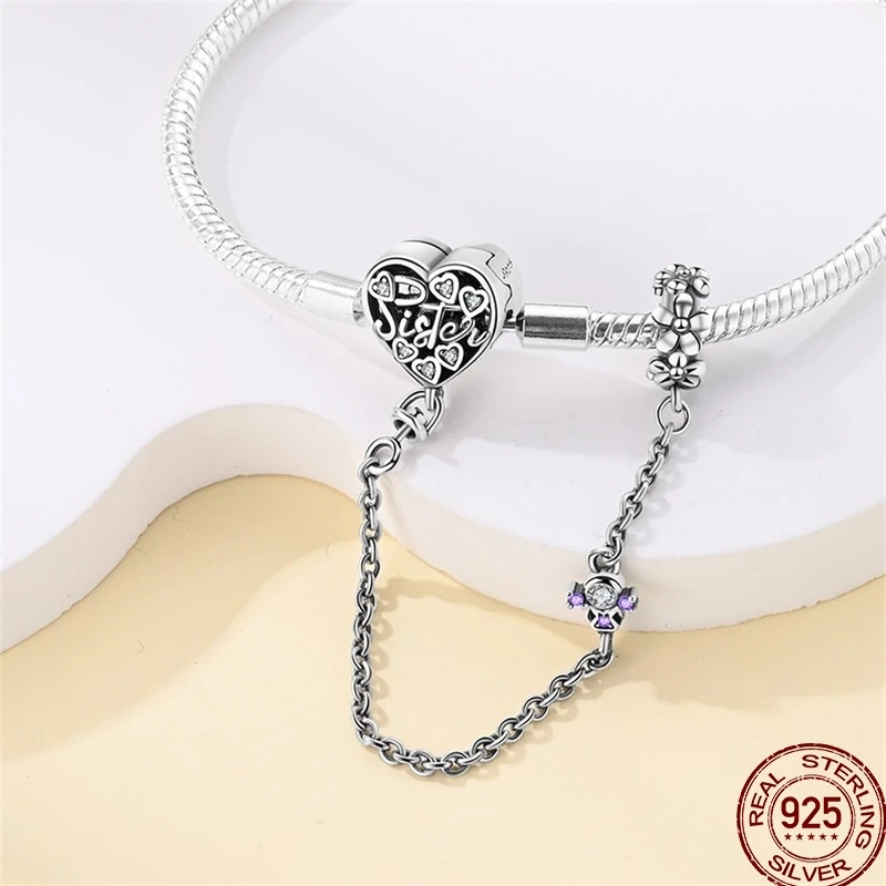 925 Sterling Silver Blue Beaded Rose Bow Bracelet Women\'s Original Bracelet Bracelet Diy Jewelry Gift Anniversary