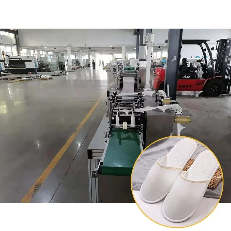 Non Woven Soft Slipper Production Line Custom Logo Disposable Hotel Slipper Making Machine