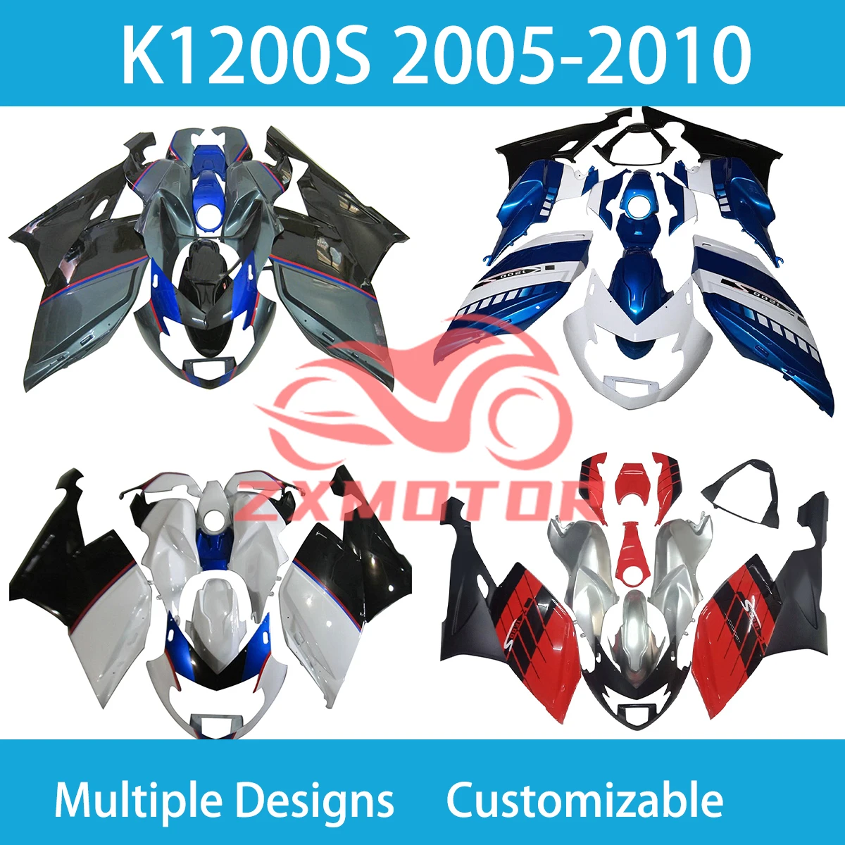 New Custom Fairing Kit K1200S 2005 2006 2007 2008 2009 2010 Racing Motorcycle Body Parts Set Fairings for BMW K 1200S