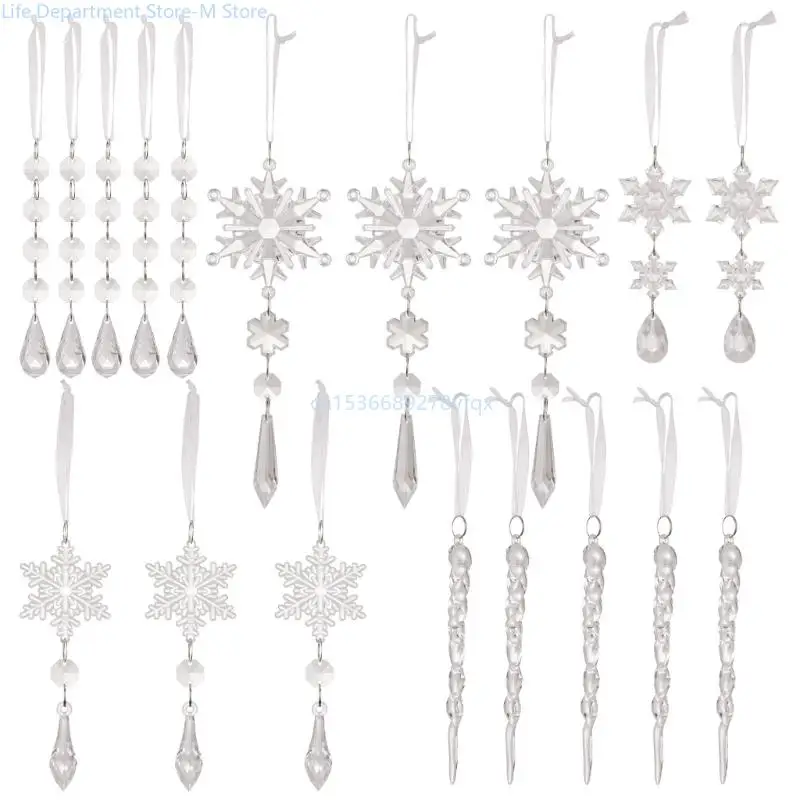 

Set of 18 Holiday Decoration Clear Icicle Hangings Acrylic Ice Cones Pendant