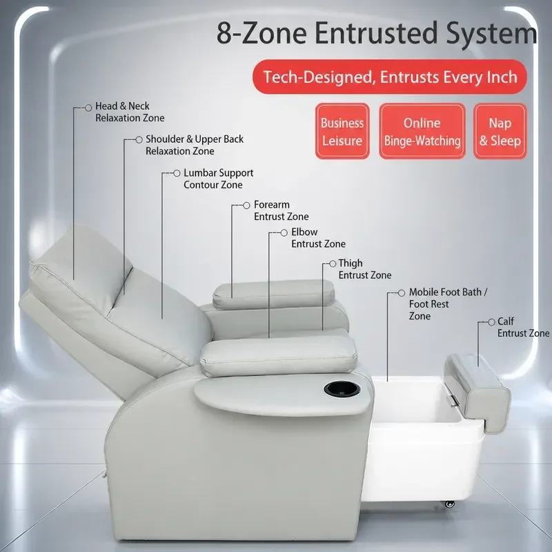 Bohore Electric Nail Art Foot Sofa Multifunctional Recumbent Single Massage Foot Bath Chair Embroidery Eyelash Eyebrow Tattoo