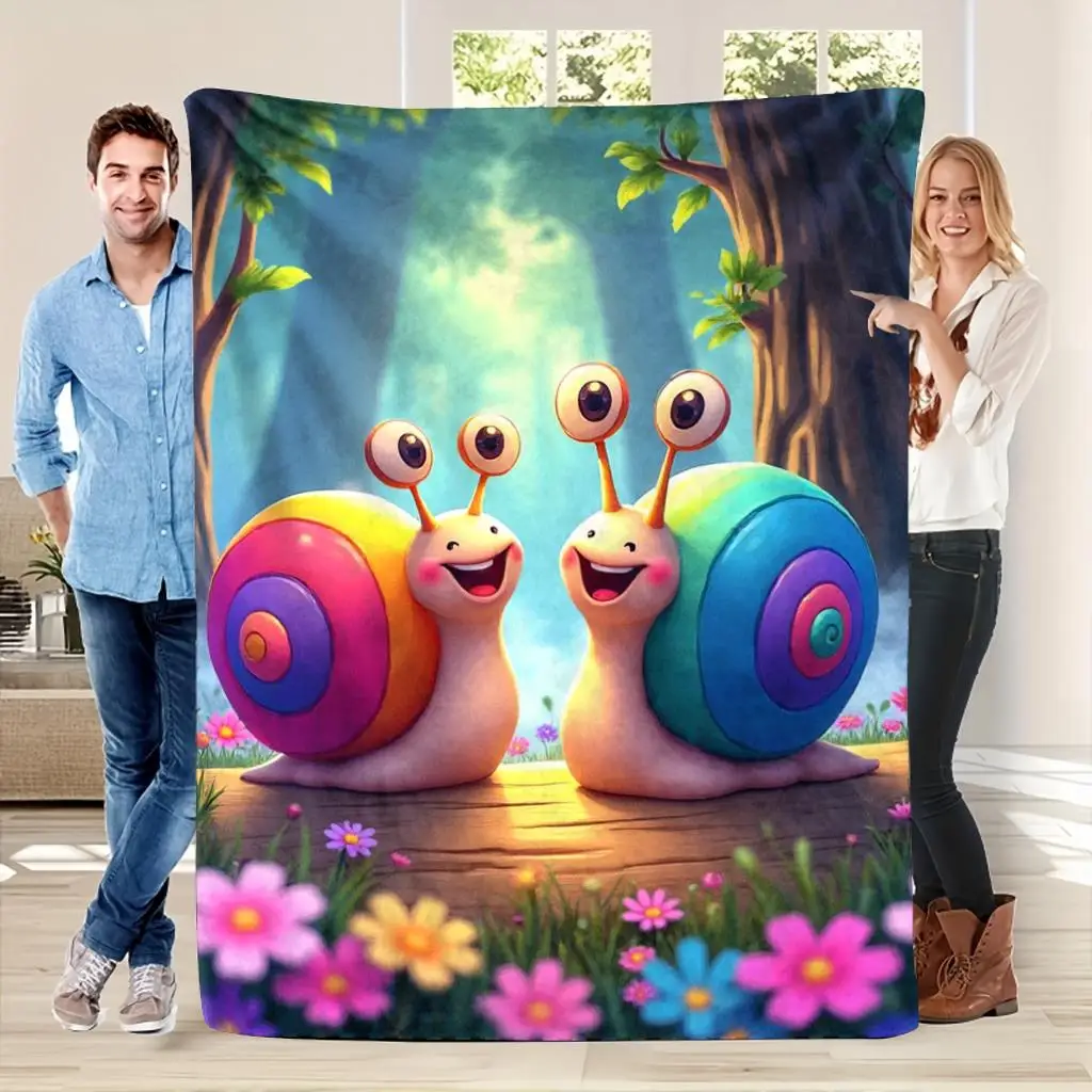 Cute Snail Cartoon Blanket Throw for Kids Nursery Decor Cozy Whimsical Art 150x230cm Plush Blanket