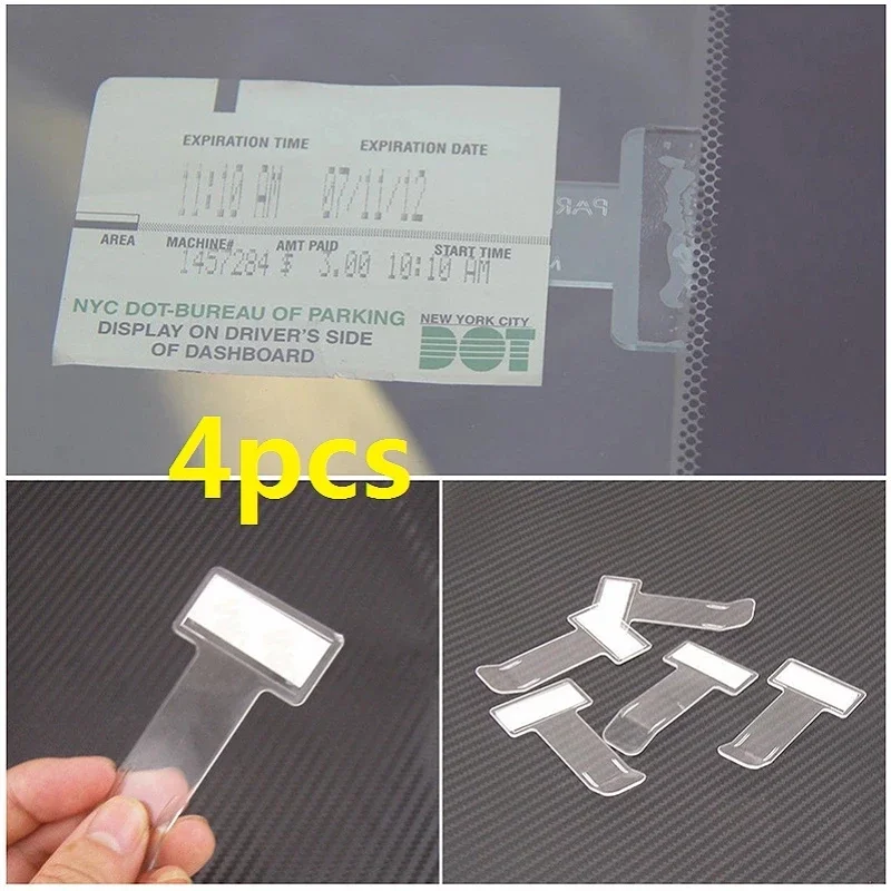 2/4 PCS Transparent Car Vehicle Parking Ticket Receipt Permit Card Holder Clip Sticker Windscreen Plastic Universal Car Parts