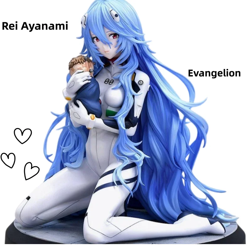 Figurine Rei Ayanami à genoux - Statue décorative de l'anime Neon Genesis Evangelion à cheveux longs