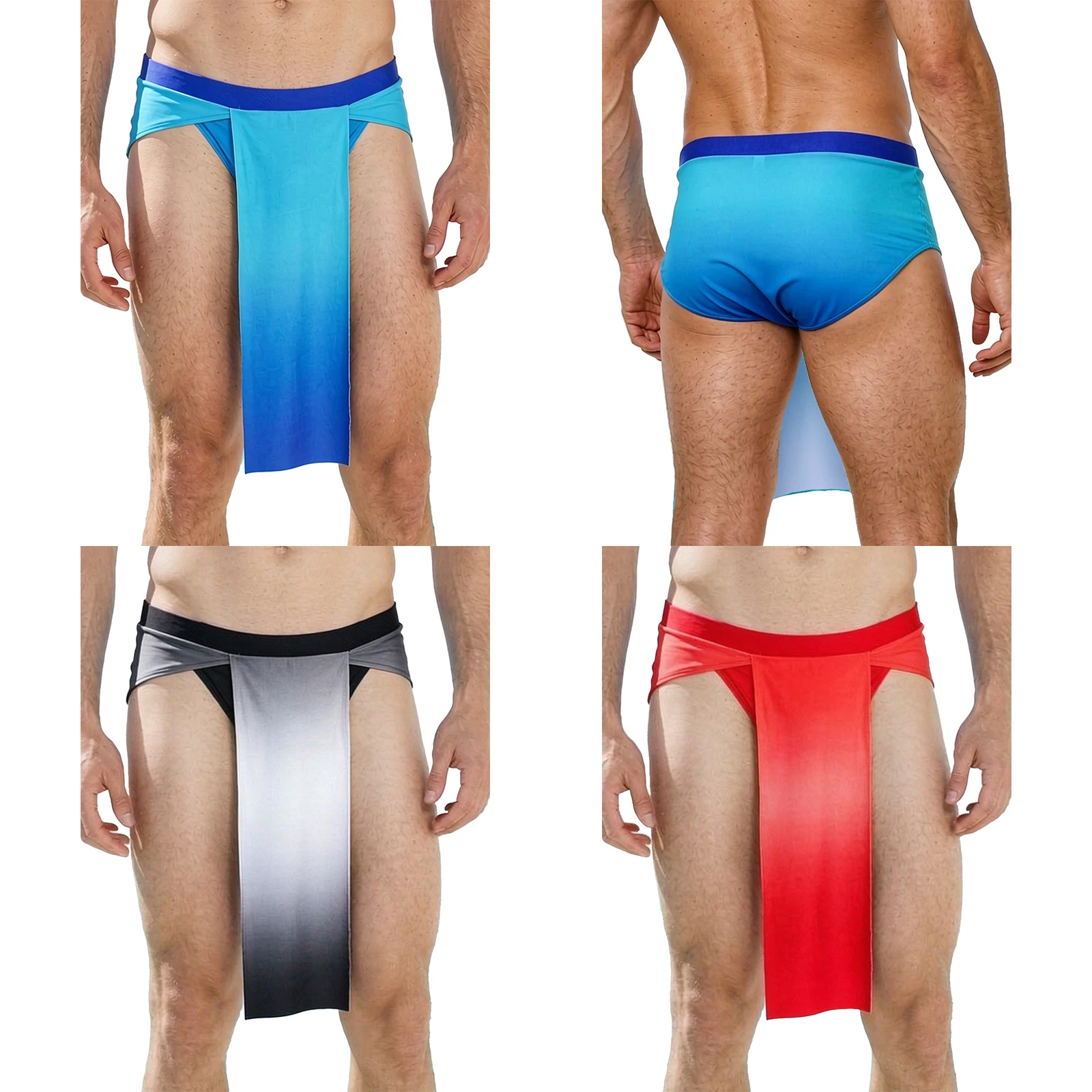 Men Japanese Gradient Color Fundoshi Underwear Low Rise Elastic Waistband Wrestler Loincloth Briefs Soft Underpants Sportwear