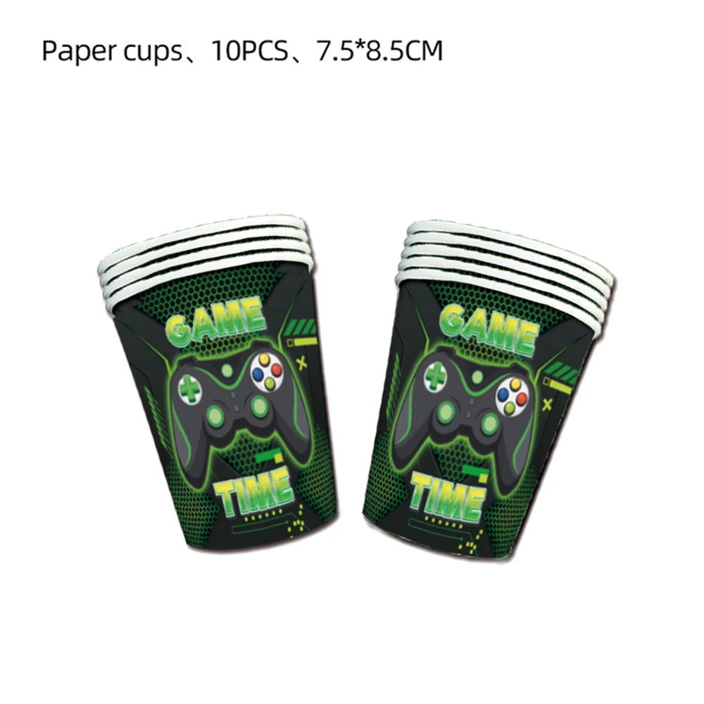 Popular Electronic Games Birthday Party Decorations Disposable Tableware Sets Party Game Controllers Green Baby Shower Supplies