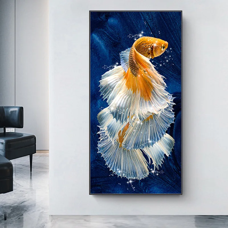 Koi Fish Feng Shui Carp Lotus Pond Canvas Painting Modern Posters and Prints Wall Art Picture for Living Room Home Decor