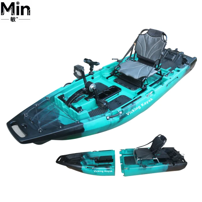 9.5ft Modular HDPE Fishing Kayak Fin Pedal Drive Single Person Lightweight Detachable Plastic Kajak Easy Storage