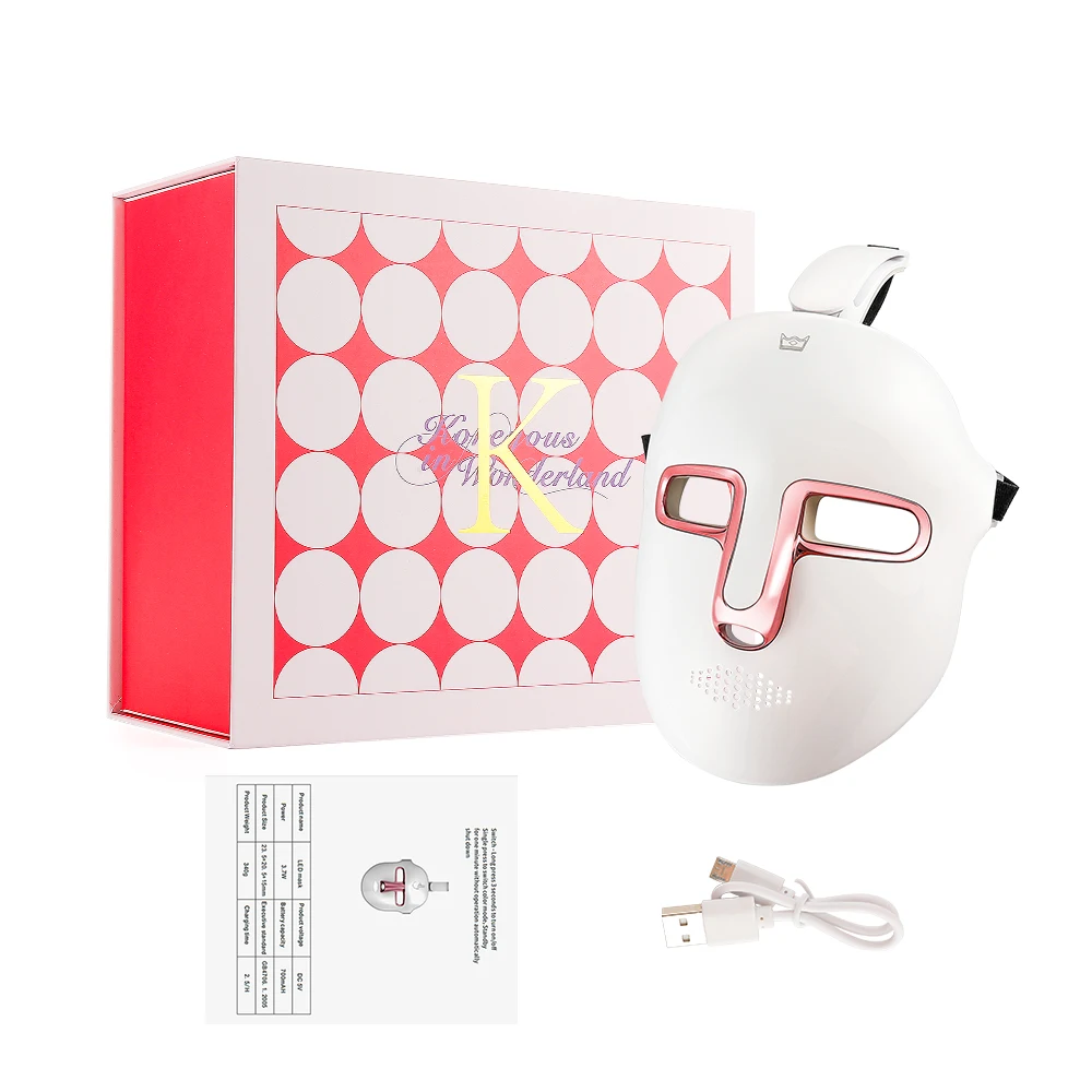 Maschera Facciale LED a 7 Colori, Maschera di Bellezza LED Ricaricabile Senza Fili, Maschera Facciale con Terapia a Luce Rossa per Anti-Rughe, Rassodamento della Pelle, Illuminazione della Pelle